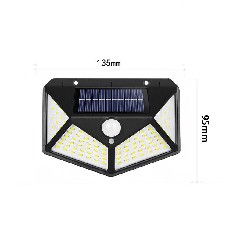 100 led solar ljus utomhus solar lampa driven solljus vattentät pir rörelsesensor gatubelysning för trädgård dekoration ljus