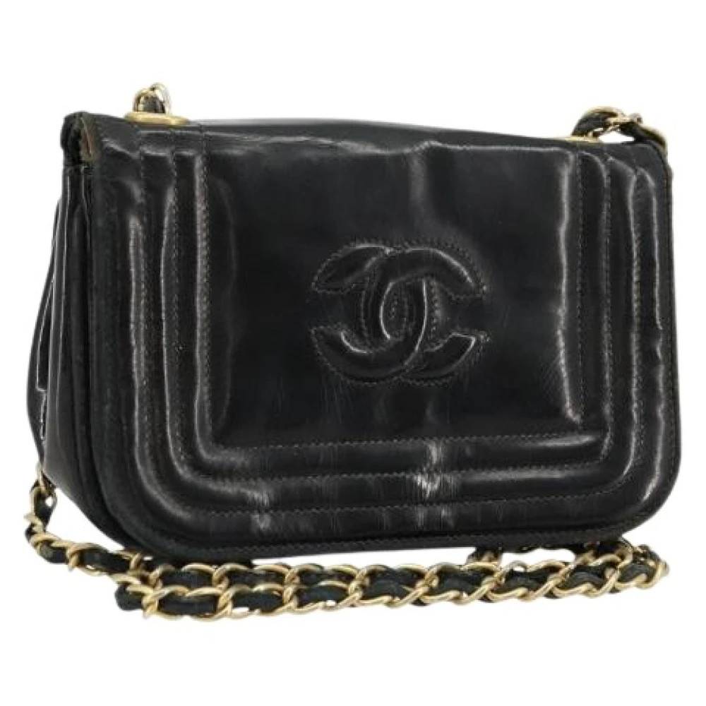 Chanel Vintage Pre-owned Skuldertaske i laklæder - Vintage - Dame - Sort - ONE SIZE - Uld