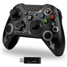 Trådløs controller til Xbox One, Xbox controller med 2,4 GHz trådløs adapter, Xbox One X/Xbox One S/PS3 og PC (Sort)
