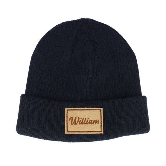 Equip - Svart cuff Beanie - Kids Infant Engraved Suede Patch Black Cuff @ Hatstore
