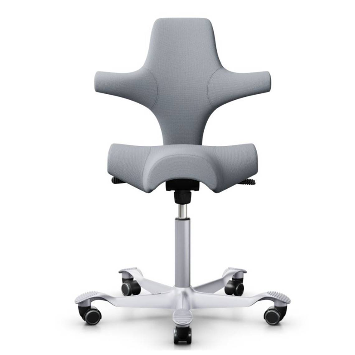 HÅG Capisco 8106, Ergonomisk kontorsstol, Färg Ljusgrå (SC60139), Underrede Silver, Liftomat 265 mm, Fotring Nej