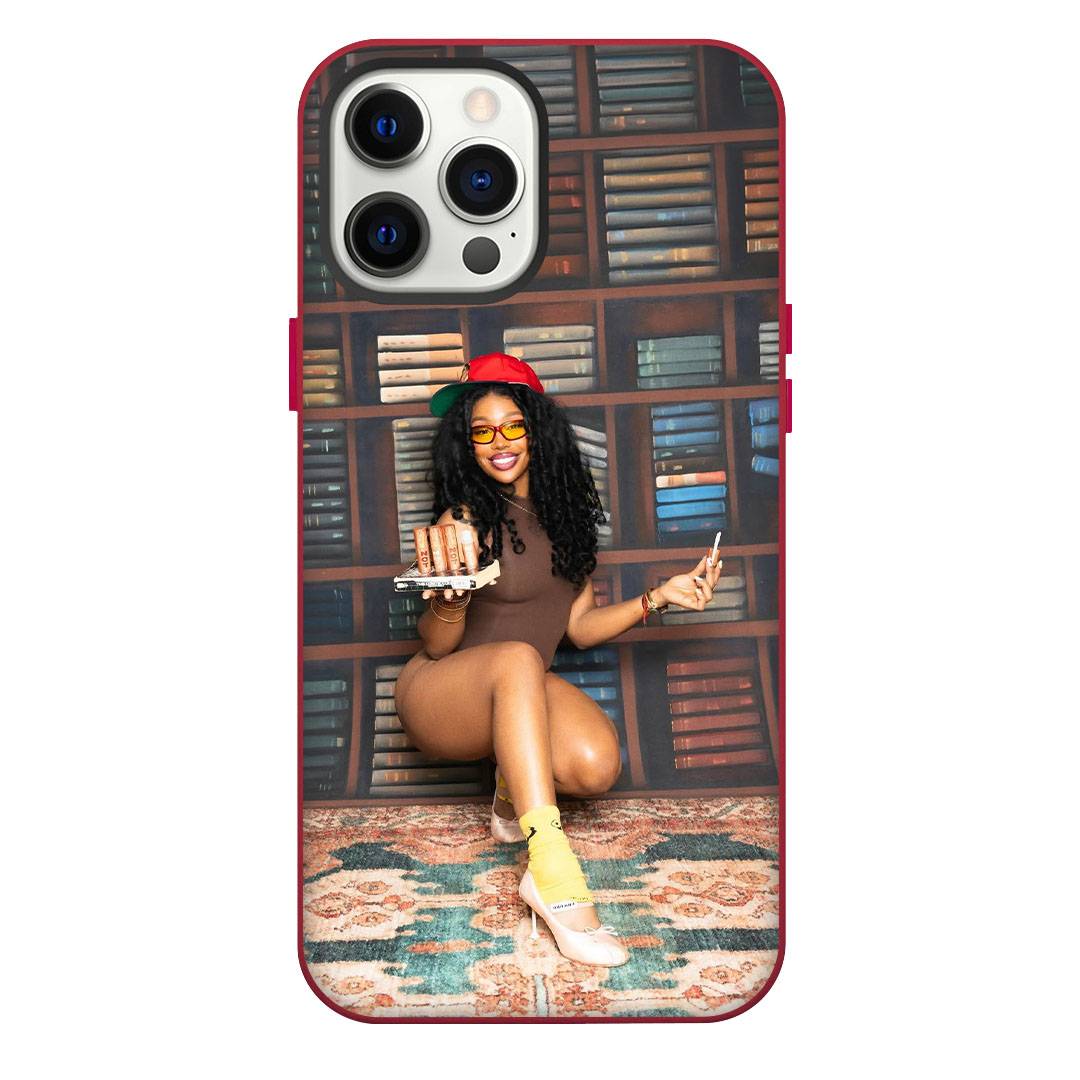 SZA Phone Case For iPhone Samsung Galaxy Pixel OnePlus Vivo Xiaomi Asus Sony Motorola Nokia - SZA Wearing Red Cap Cruching On Floor Poster.