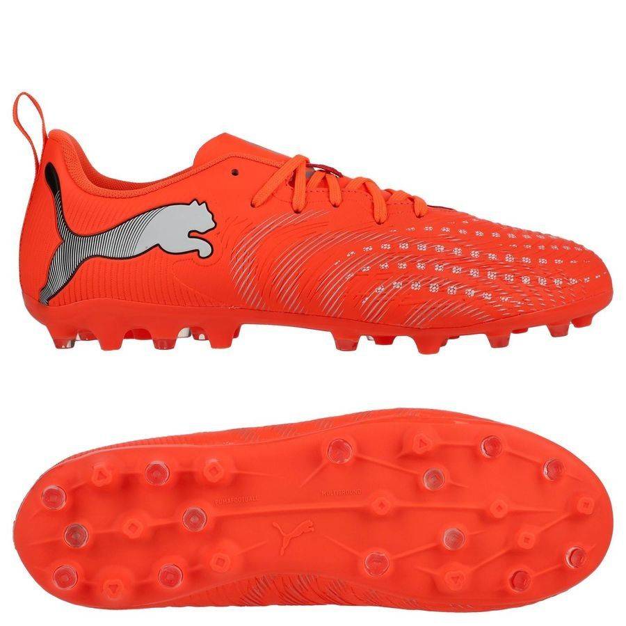 PUMA Future 9 Play MG Unleashed - Röd/PUMA White/PUMA Svart/PUMA Silver Barn - Multi Ground (MG) - ['Röd'] (30)