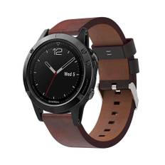 Garmin Fenix 5 - Läder armband - Justerbar längd - Passar för handledsomkrets 140-210mm - Brun