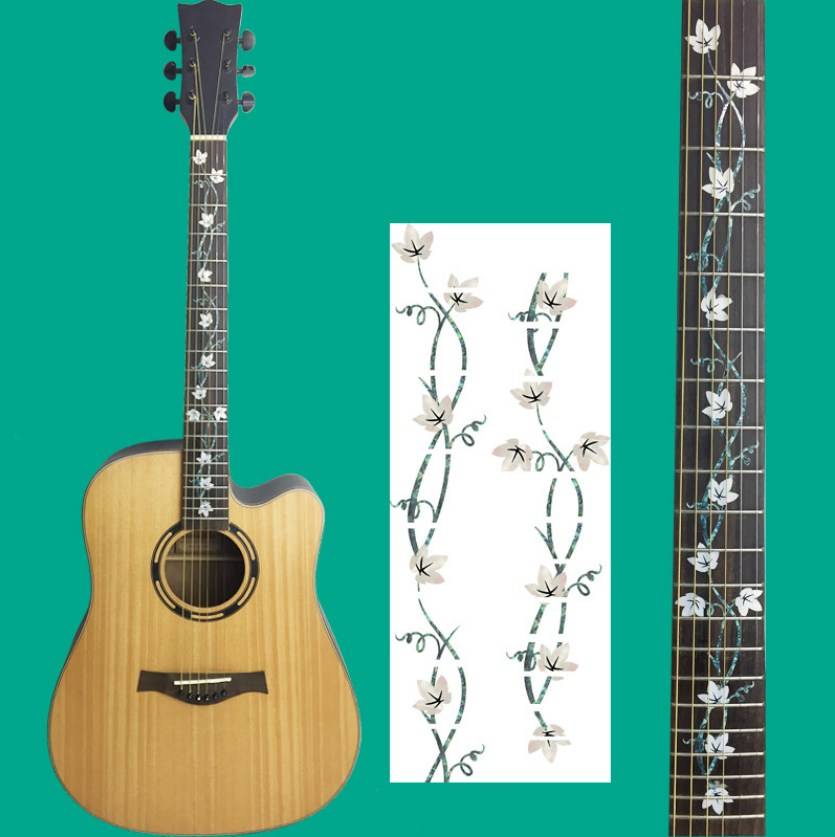 Gitarr greppbräda dekaler inlägg klistermärke gitarr hals headstock guitarra bas ukulele tunn klistermärke guitarra tillbehör - 19