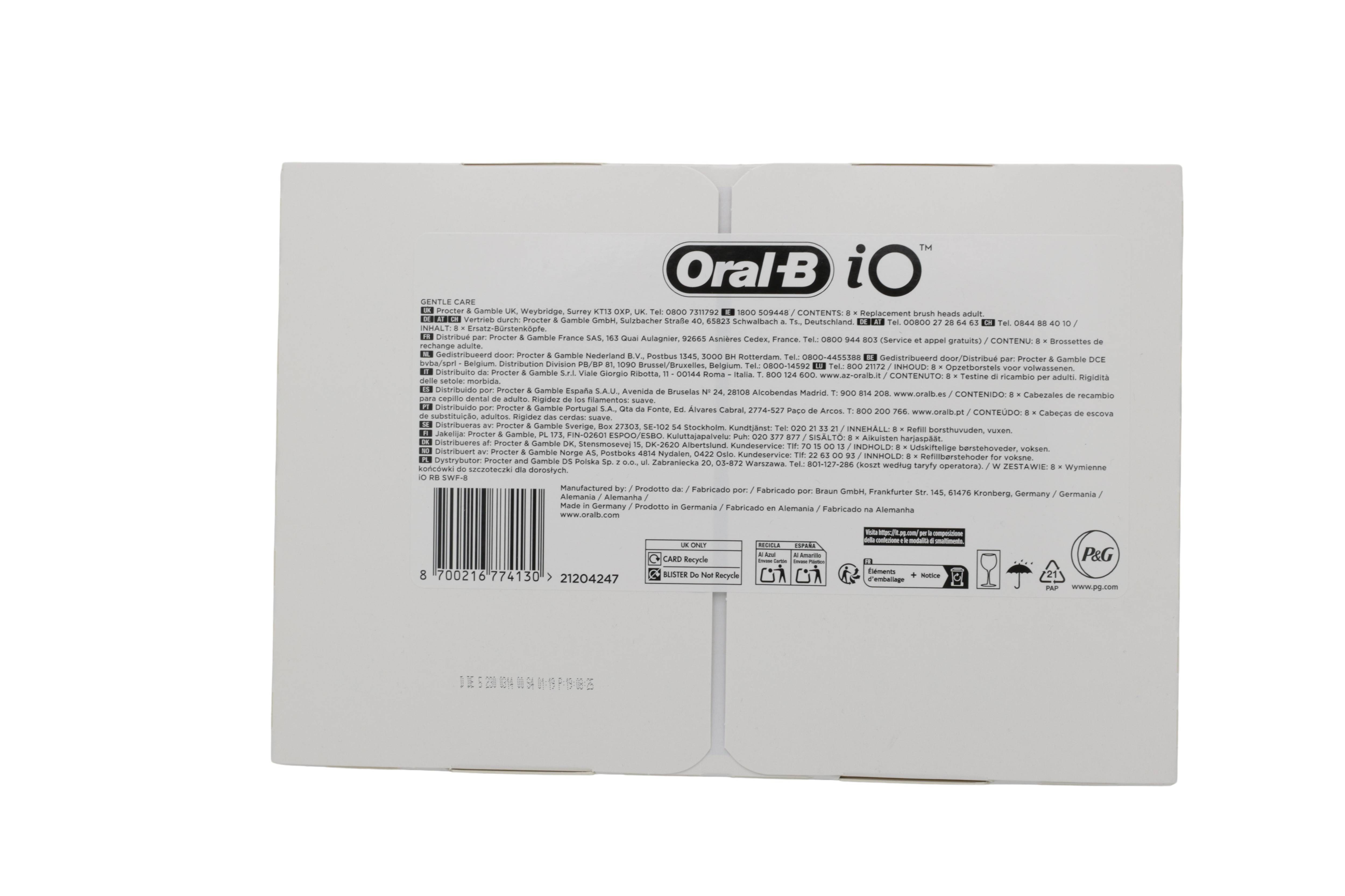 Braun Oral-B iO Gentle Cleaning Udskiftningsbørster / påsatte børster 8 stk..