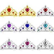Prinsessa tiara barn, Forreen 9 delar prinsesskrona strass färgglada vackert kreativ prinsessa tiara utklädningsfest tillbehör för barn små flickor småbarn