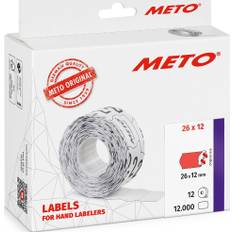 Meto Prisetiketter Perm. 26 x 12 mm Röd 12 rl.