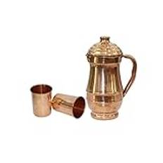 Universal Hub® kopparglas Vattenglas Bägare Cup Glas Ayurveda Koppar Kanna Vatten Kanna Ren koppar Mugg Set med 2 st Moscow Mule Glas Dricksflaska Dekorativ Dricksflaska Glasögon