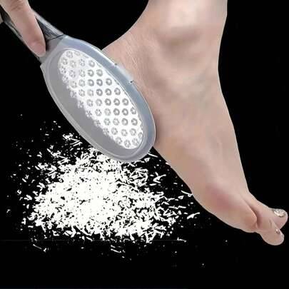 2-i-1 professionell fotfil i rostfritt stål/vattentät design, ergonomiskt halkfritt handtag | grova och fina slipytor | hållbart plastmaterial, perfek (Fotskrubb [Svart],Fotskrubbbräda [vit],1 st genomskinlig förvaringskrok)