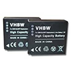 2 x vhbw batteriuppsättning 750 mAh för kamera Panasonic Lumix DMC-TZ202 som DMW-BLE9, DMW-BLE9E, DMW-BLG10, DMW-BLG10E.