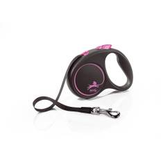 Flexi Black Design Tape Dog Lead - Small 5m (Pink)