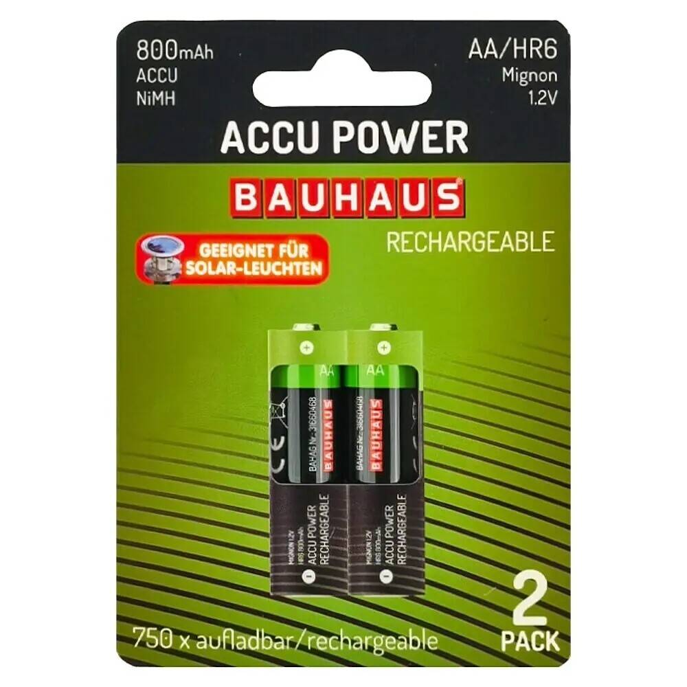 SOLCELLSBATTERI BAUHAUS ACCU POWER AA 2-PACK