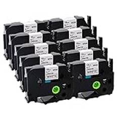 Molabel 10-pack TZe-241 svart på vit kompatibel med Brother-utrustningstejp för Brother PT-D400, PT-D450, PT-550, PT-D600, PT-P700, PT-P710BT, PT-P750W, PT-1830, PT-2730, PT-21000