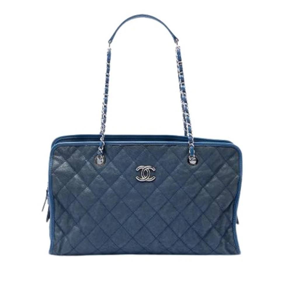 Chanel Vintage Pre-owned Tote Bag - Vintage - Dame - Blå - ONE SIZE - Læder