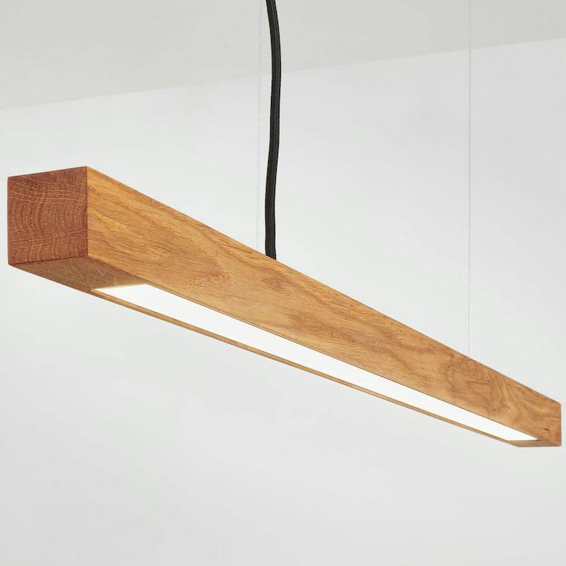 Stor LED loftlampe i egetræ med trådløs fjernbetjening Flere varianter - 154 cm