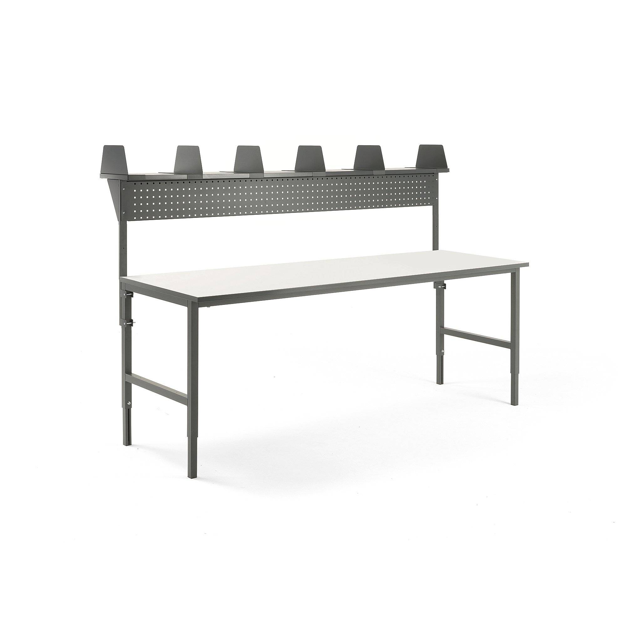 Paket: Arbetsbord CARGO, 2400x750 mm med överhylla + verktygstavla