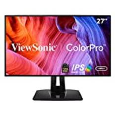 Viewsonic ColorPro VP2768A 68,6 cm (27 Zoll) Fotografen Monitor mit Kalibrierfunktion (WQHD, IPS mit Delta E<2, 100% sRGB, HDMI, DP, RJ45, USB-C, Höhenverstellbar, 5 Jahre Austauschservice) Schwarz