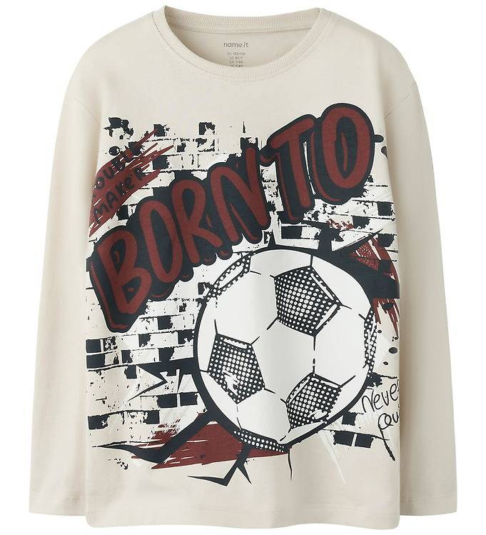 Name It Bluse - NkmValiant - Pumice Stone/Football - Name It - 13-14 år (158-164) - Bluse