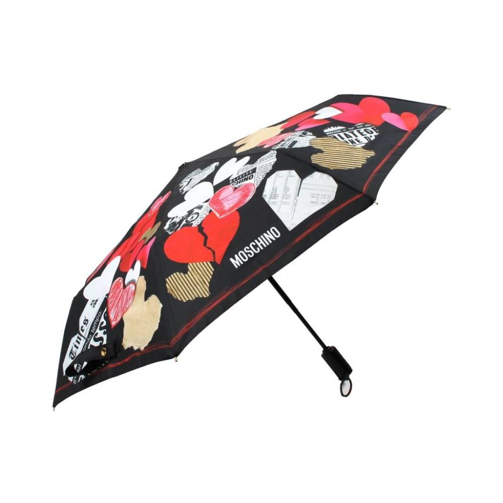 Moschino Hjerte Print Kompakt Foldeparaply - Accessories - unisex - Flerfarvet - ONE SIZE - Uld