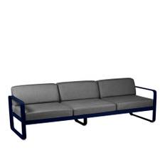 Fermob - Bellevie 3 Seater Sofa Graphite Grey Cushions, Deep Blue - Udendørs sofaer - Pagnon & Pelhaître