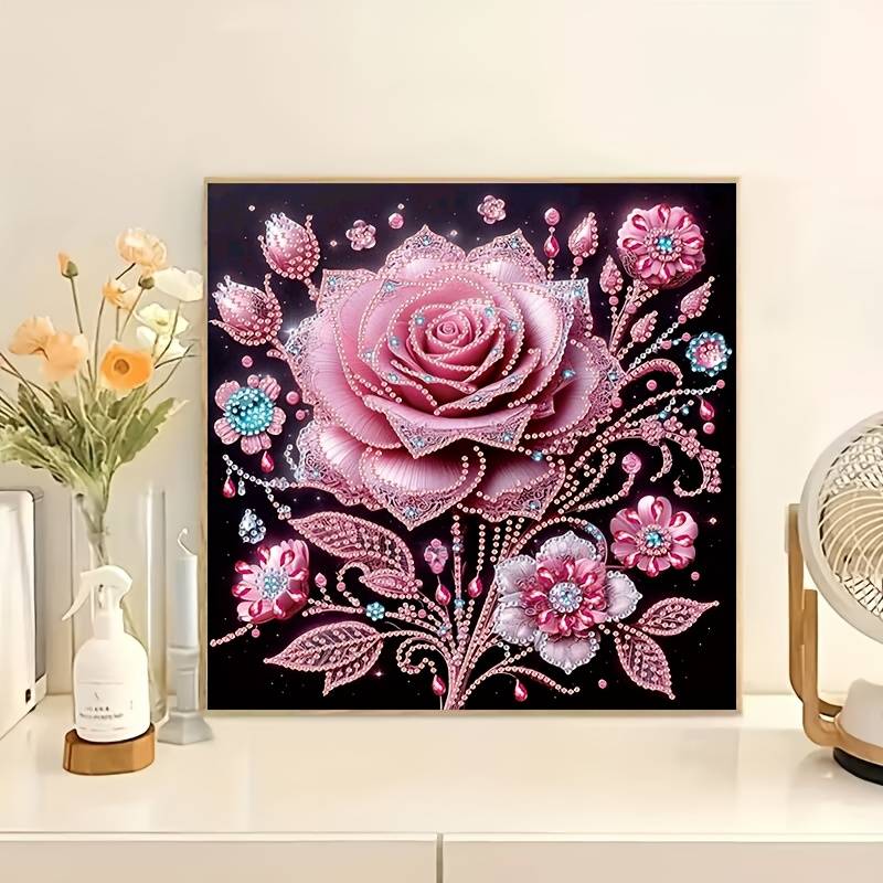 1pc Beginner Diamond Painting Kit, Rose Flower Special Shaped Partial Diamond Mosaic Art, Handmade Creative Making Your Creative Inspiration And