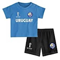 FIFA Unisex barn officiell Fifa World Cup 2022 t-shirt & shorts set – Uruguay – hemland t-shirt och shorts set (paket med 1), Baby blå, 24 månader