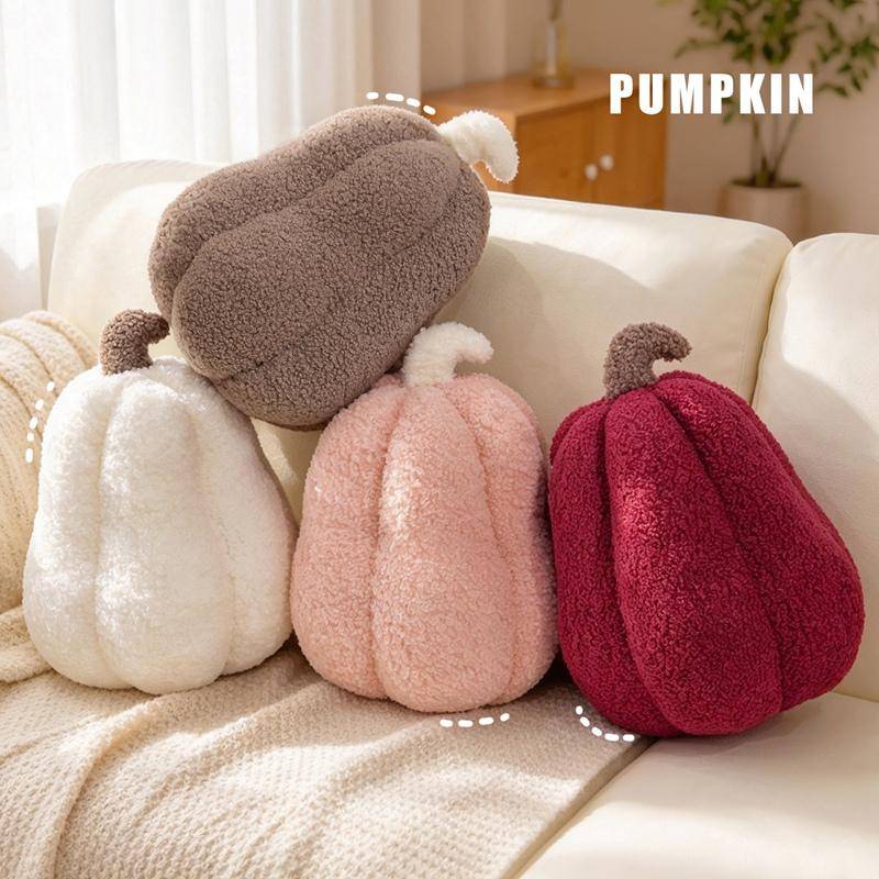 30cm Fluffy Curly Pumpkin Throw Pillow, Ins Style Plush Pumpkin Cushion For Sofa Bedroom Home Decor,Cute Holiday Christmas Gift