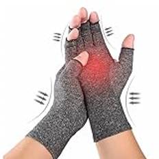 AKOFIC artroshandskar, kompressionshandskar för reumatism osteoartrit, fingerlös terapi handskar kvinnor män erbjuder artritisk ledvärk lindring av symtom (M)