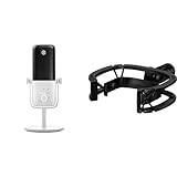 Elgato Wave:3 White, förstklassig USB-kondensatormikrofon, studiokvalitet & Elgato Shock Mount - Maximal isolering från vibrationsljud, stålkonstruktion med förstärkt elastisk upphängning