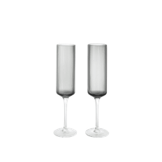 Ripple Champagne Flutes - Set of 2 - Smoked Grey
