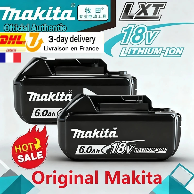Shipping France: original battery Paddock 18V 6.0Ah for electric tools (compatible BL1830, BL1830B, BL1840, BL1840B, BL1850, BL1860B)