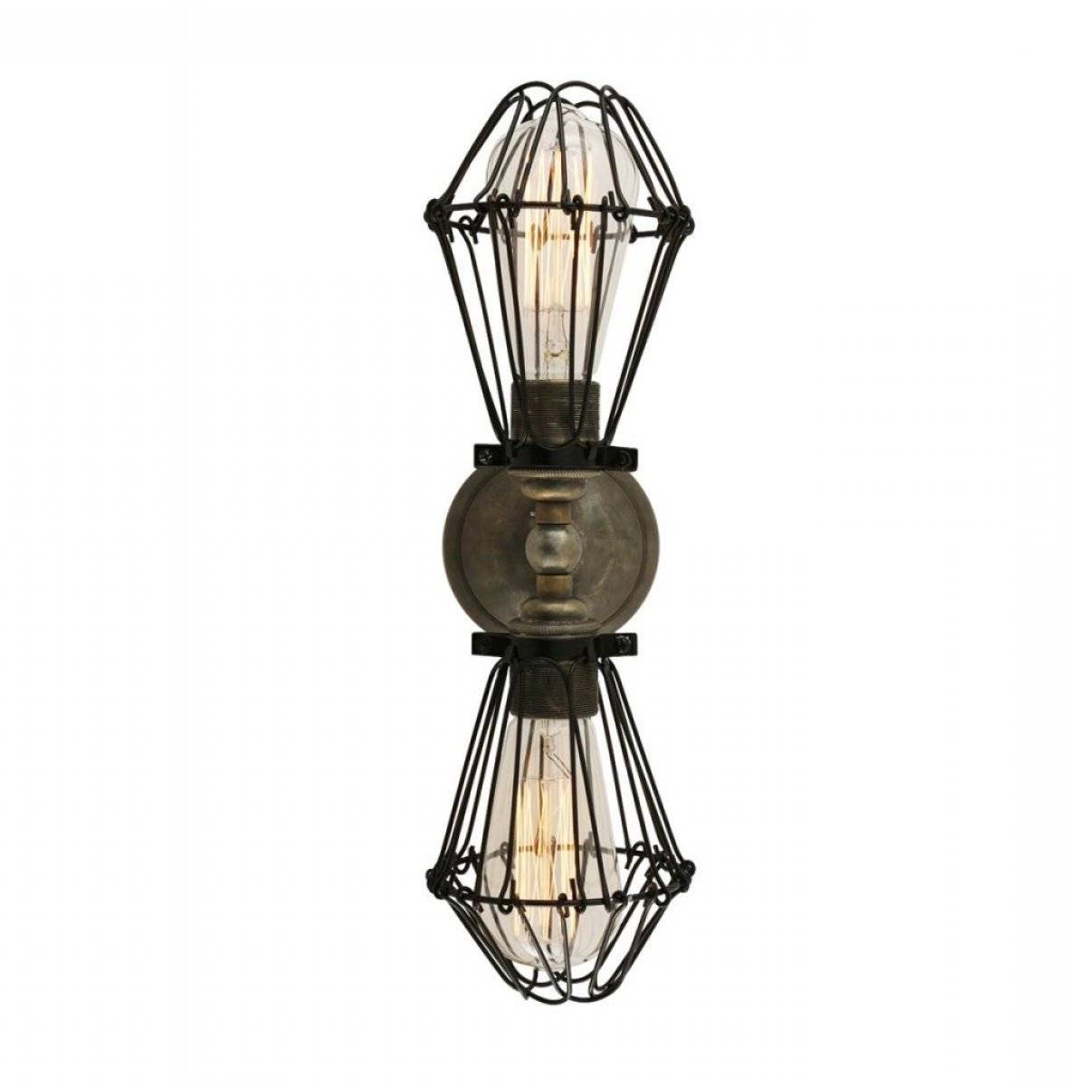 Vägglampa Praia Double Cage, Antique Silver and Black Cages