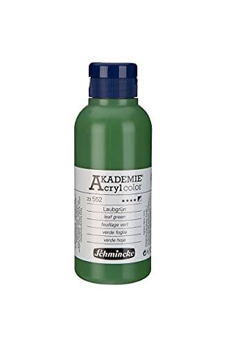 Schmincke - AKADEMIE® akryl, bladgrön, flaska på 250 ml, 23552027, fin akrylfärg för konstnärer, lysande, mycket ljusäkta och kadmiumfri, för akrylmålning, blandad teknik