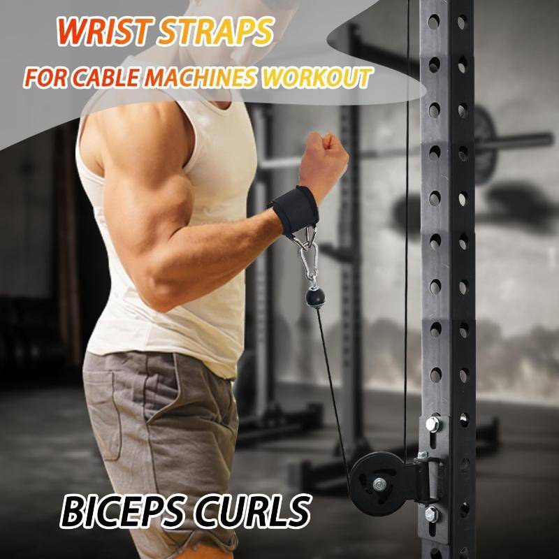 Premium Fitness handledsband Kraftiga Silver D-ring Triangelspänne Handledsremmar för Gym Styrkelyft Kroppsbyggnad