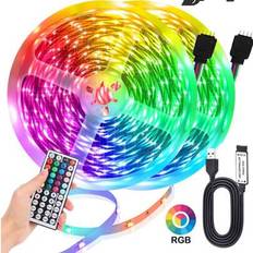 1st 1M/2M/3M/5M/10M/15M LED-strip-lampor för sovrum med 44 nycklar Fjärrkontroll LED-strip-ljus, RGB-färgskiftande LED-repljus, sovrumsrep-lampor, var (1m,2M,3m,5m,15m,10m)