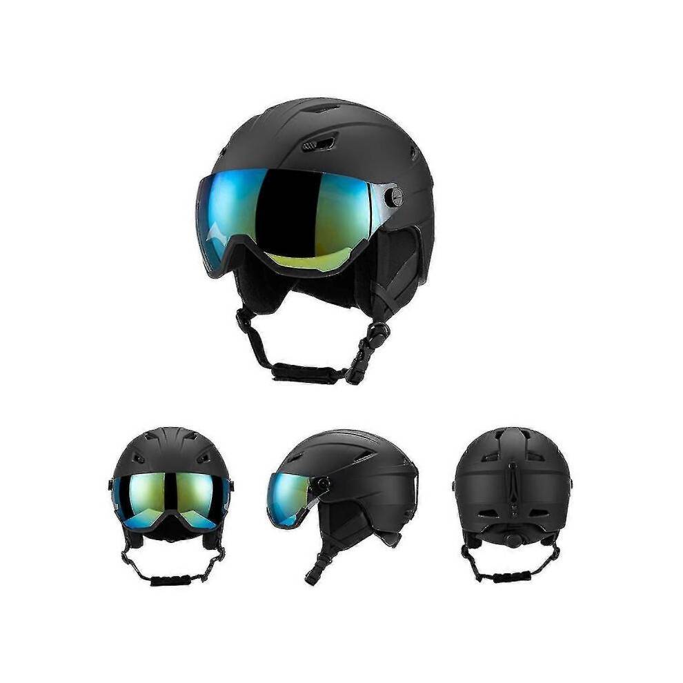 (BLACK, L) Ski Helmet With Ski Goggles, Snowboard Helmet And 2-in-1 Visor Goggles Set