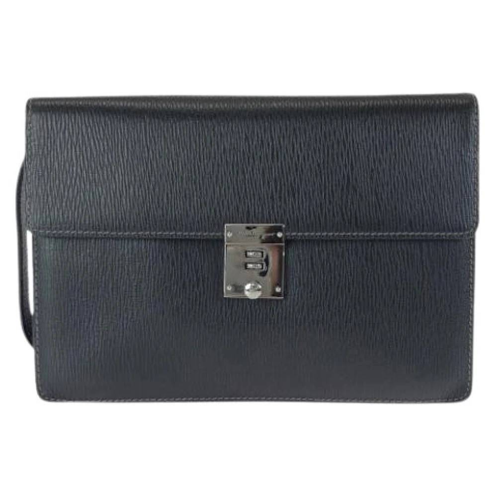 Salvatore Ferragamo Pre-owned Pre-owned Clutch taske - Vintage - Herre - Sort - ONE SIZE - Læder