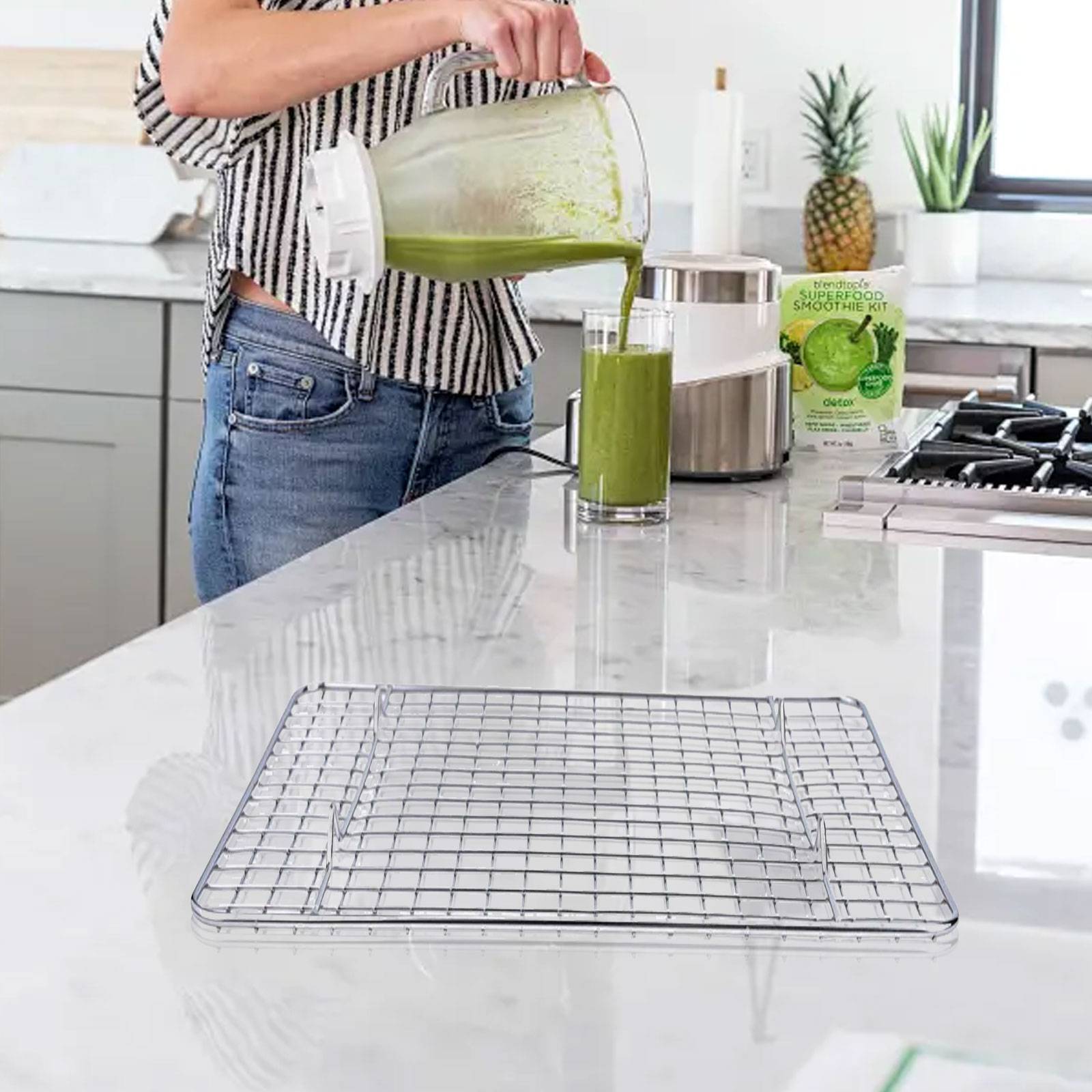 Stainless Steel Baking & Cooling Wire Rack Cookie Sheet Oven Pan 8.5x12inches Bread Cooling Rack Square Baking Rack