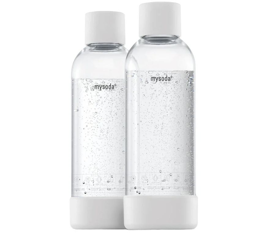 AGA PET vandflaske 1 liter. HVID. AQVIA PET flaske. MySoda PET. 2 stk..