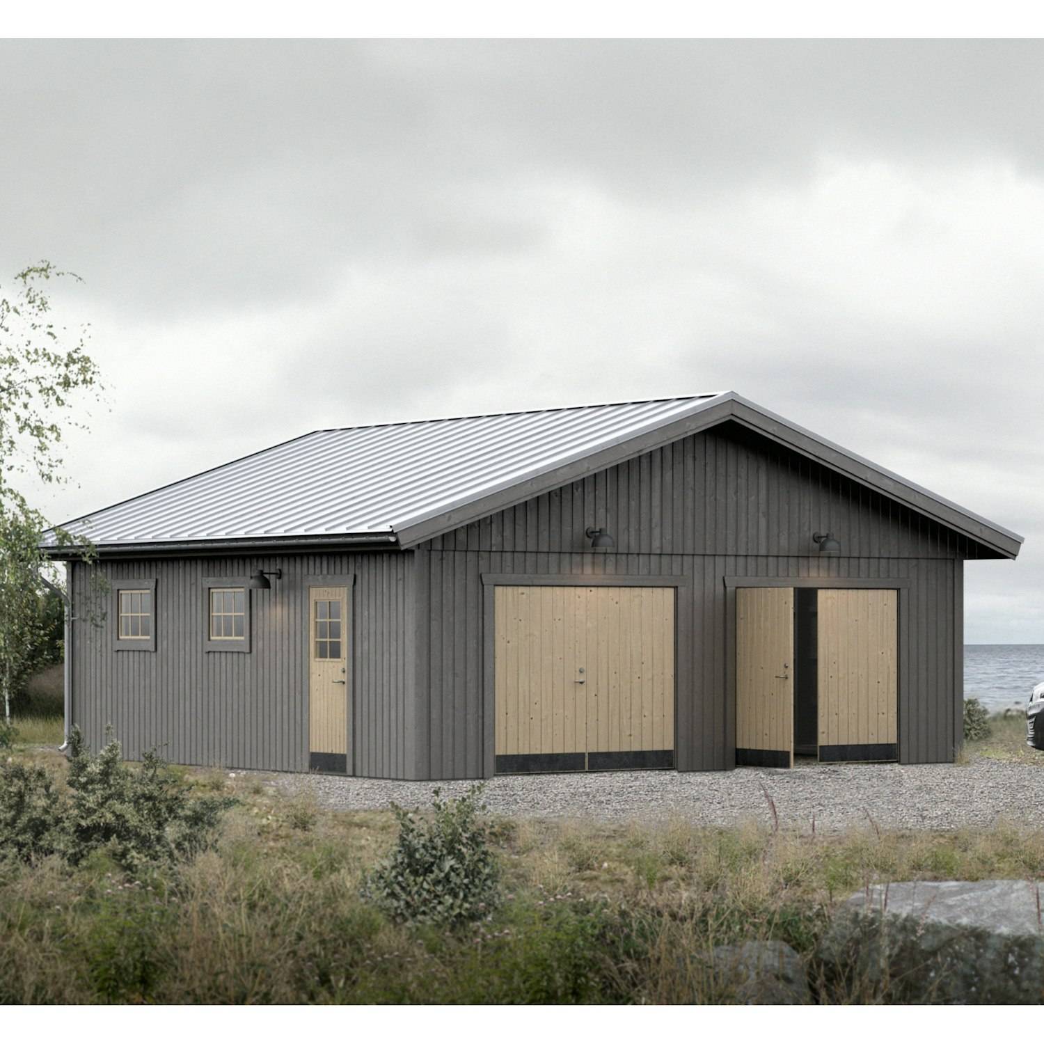 Dubbelgarage Baseco Gavas 65 m² Byggsats i Trä med Sadeltak