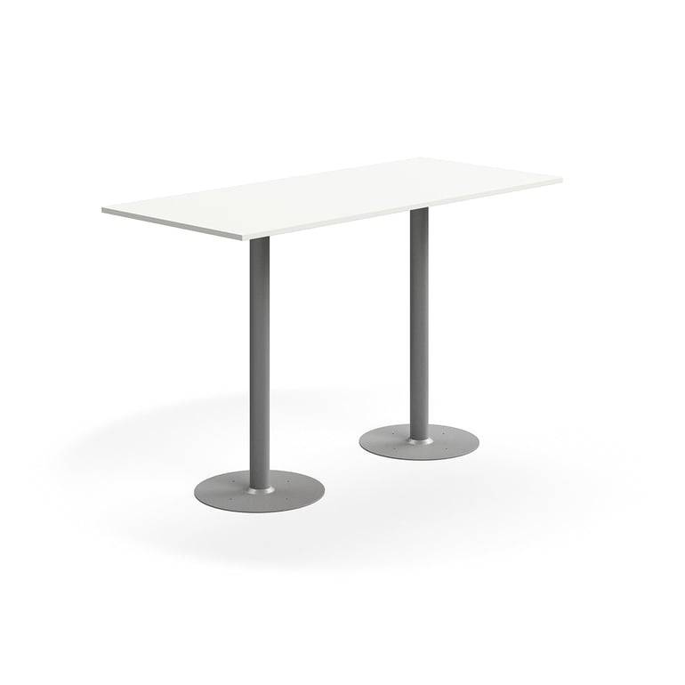 Barbord ALVA, 1800x800x1100 mm, förankringsbart, högtryckslaminat, silver/vit