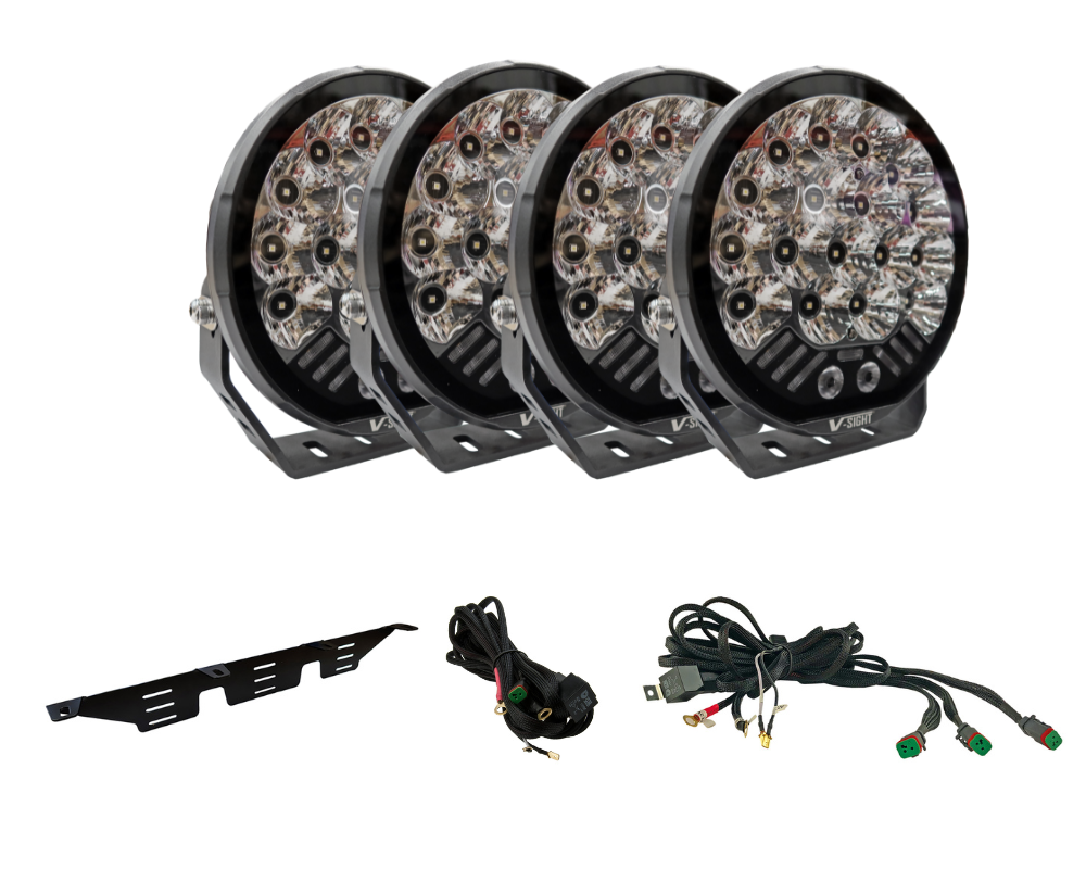 LED-Extraljuspaket 4-Pack V-Sight Roadking 9" med regskyltshållare och kablage