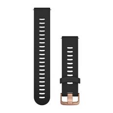 Garmin - Quick Release 20 mm. i sort silikone m. rødguld-tone