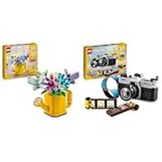 LEGO Creator 3in1 Gießkanne mit Blumen Set, Kinderzimmer-Deko & Creator 3in1 Retro Kamera Spielzeug mit 3 Modellen für Mädchen und Jungen