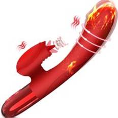 In Stock Heated Strong Powerful G Spot Woman Sex Toys Anal Dildo Soft Tongue Licking Rabbit Vibrator