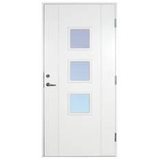 Ytterdörr Scandidoor Knop BxH: 100x210 cm, Vit, Vänster, Frostat glas - Installation/montering finns att köpa till