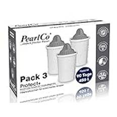 PearlCo – Protect+ Classic Pack 3 filterpatroner för mycket hårt vatten – passar Brita Classic