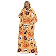 Halloween Pumpkin Blanket Hoodie,Halloween Blanket Hoodie - Pumpa bärbar filt hoodie med ärmar | Varm mysig filt hoodie, lång flanellfilt för vintern