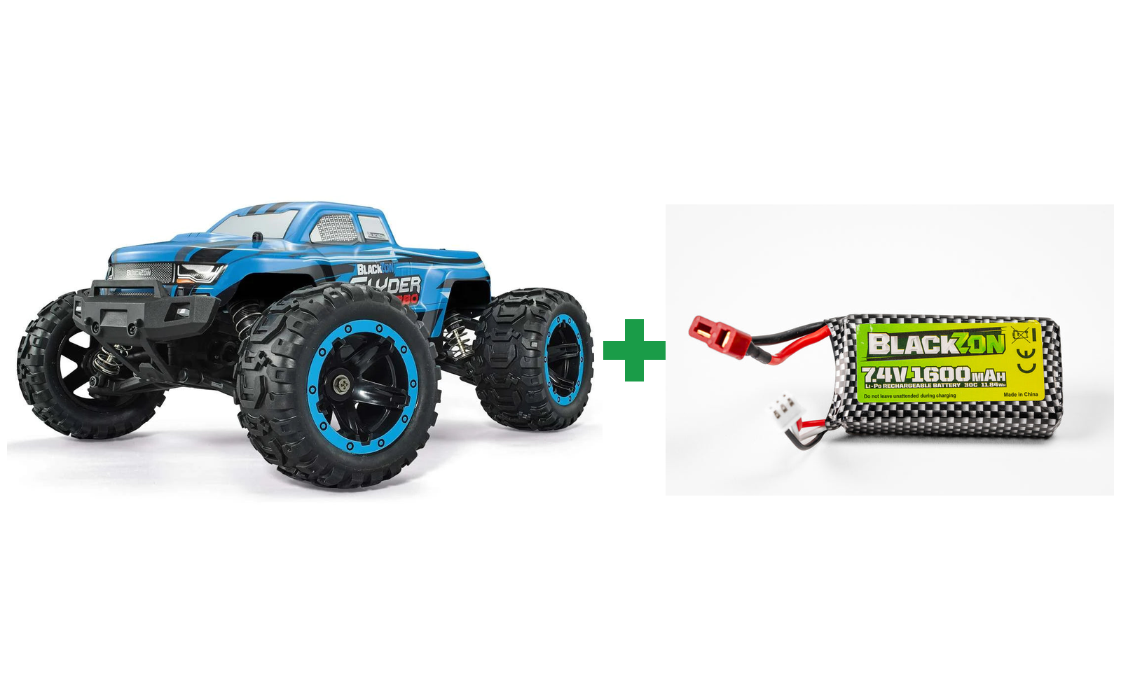 BLACKZON Slyder MT Turbo 1:16 4WD Brushless Monster Truck - Blå / Kompletpakke - Ekstra køretid! Spar